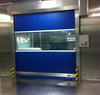Industrial Rapid High Speed Door Stainless Frame Pvc Fabic Interior Installed For Warehouse Division